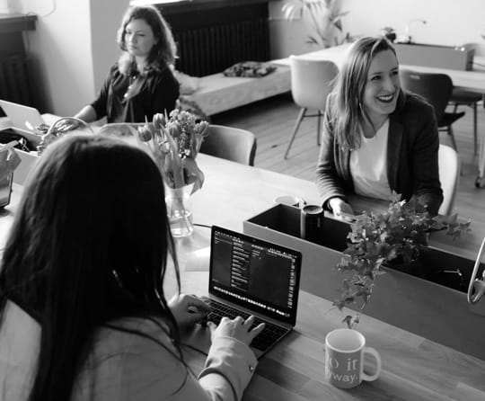 A group of people having a meeting